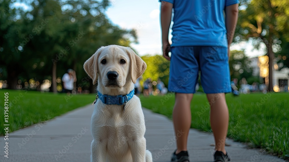 Playing with a labrador puppy in a park outdoor photography natural light close-up view joyful interaction Playing with a labrador puppy in a park outdoor photography natural light close-up view joyful interaction