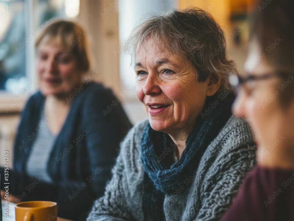 Fototapeta premium Support group gathering, individuals sharing stories and encouragement, promoting Parkinson's awareness