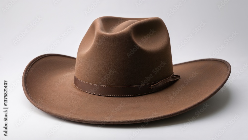 Close-up of Brown Cowboy Hat on White Background Close-up of Brown Cowboy Hat on White Background