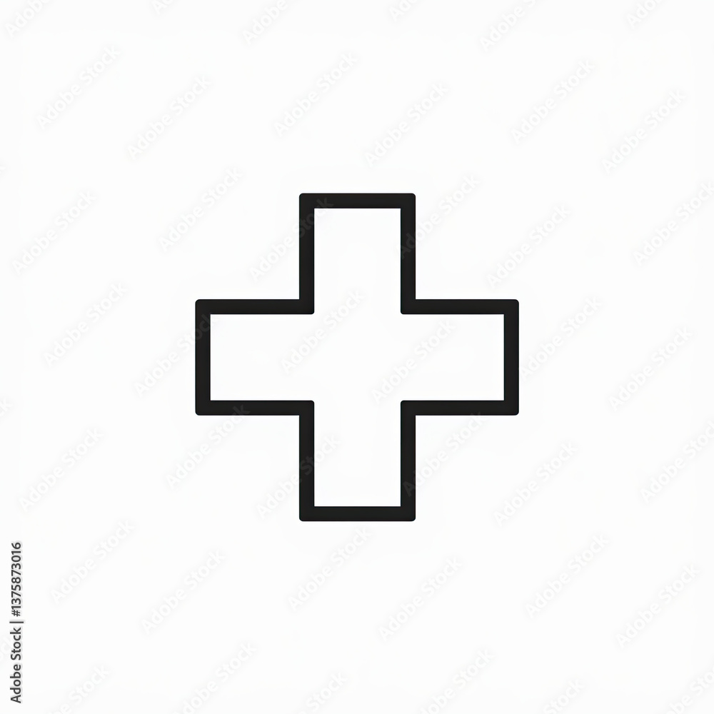 Modern minimalistic design element resembling a classic cross symbol Modern minimalistic design element resembling a classic cross symbol