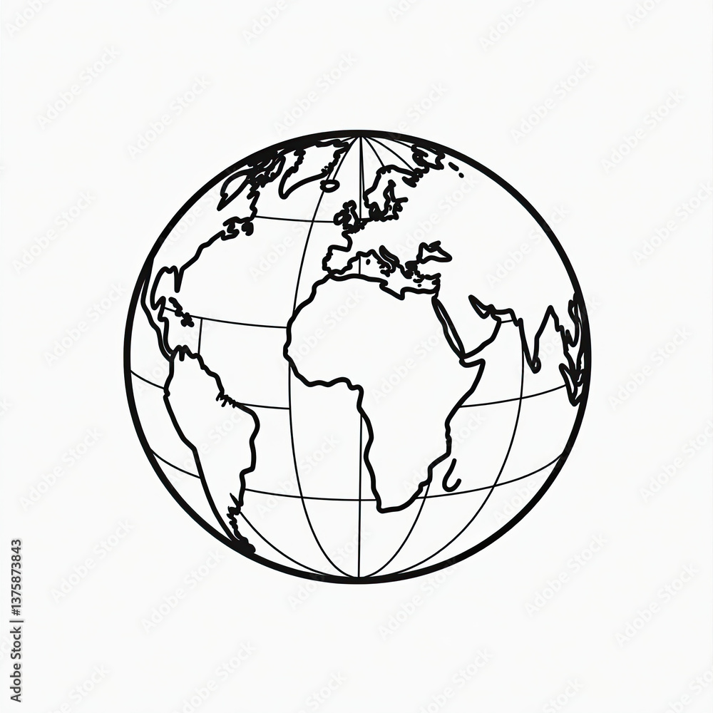 Obraz premium Illustration of a globe showcasing continents and geographical features
