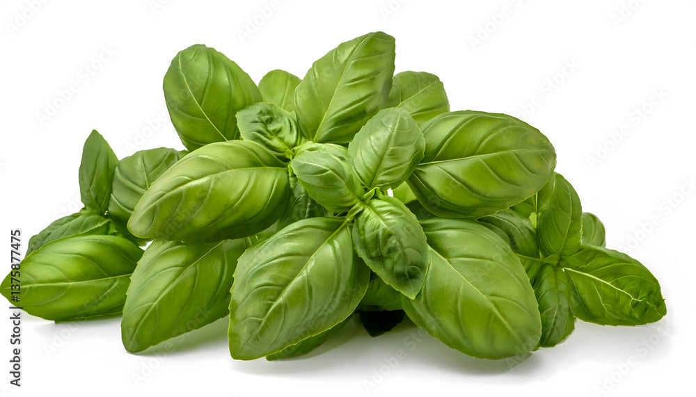 Glossy Italian Basil Close-Up Glossy Italian Basil Close-Up