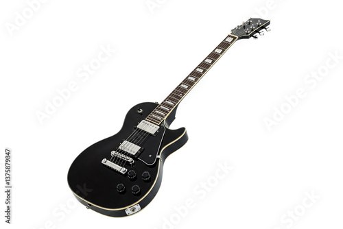 Black Electric Guitar. Classic Rock and Blues Instrument. illustration guitar. isolated on white background.