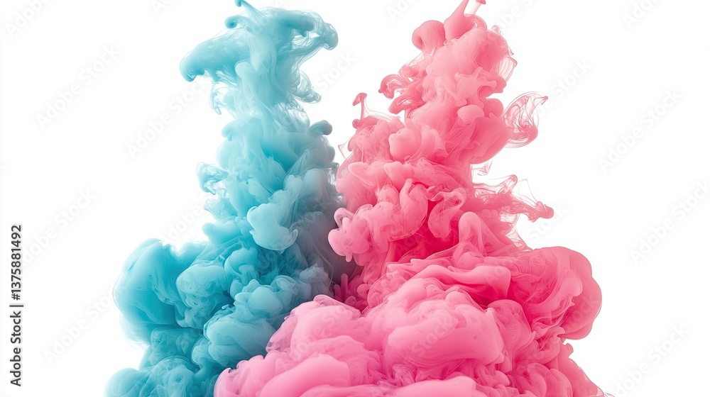 Obraz premium Pink and blue ink swirling, abstract background, vibrant colors, design element (2)