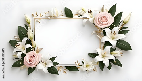 A Modern, Abstract Floral Frame Featuring Pink Flowers,  A Grand, Baroque-inspired Floral Card Frame,  A Combination Of Rose Gold And Soft Pink Floral Elegant Cards,  A Card Frame With Lush Pink Peon