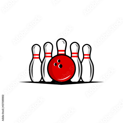 vector sport bowling ball and bowling pins isolated