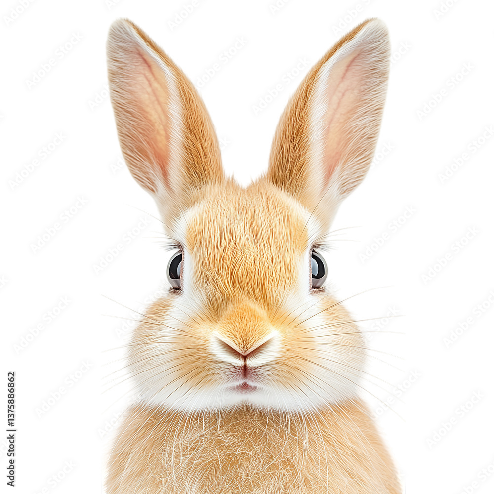 Minimalist Easter rabbit head with tiny whiskers, isolated on white background Minimalist Easter rabbit head with tiny whiskers, isolated on white background