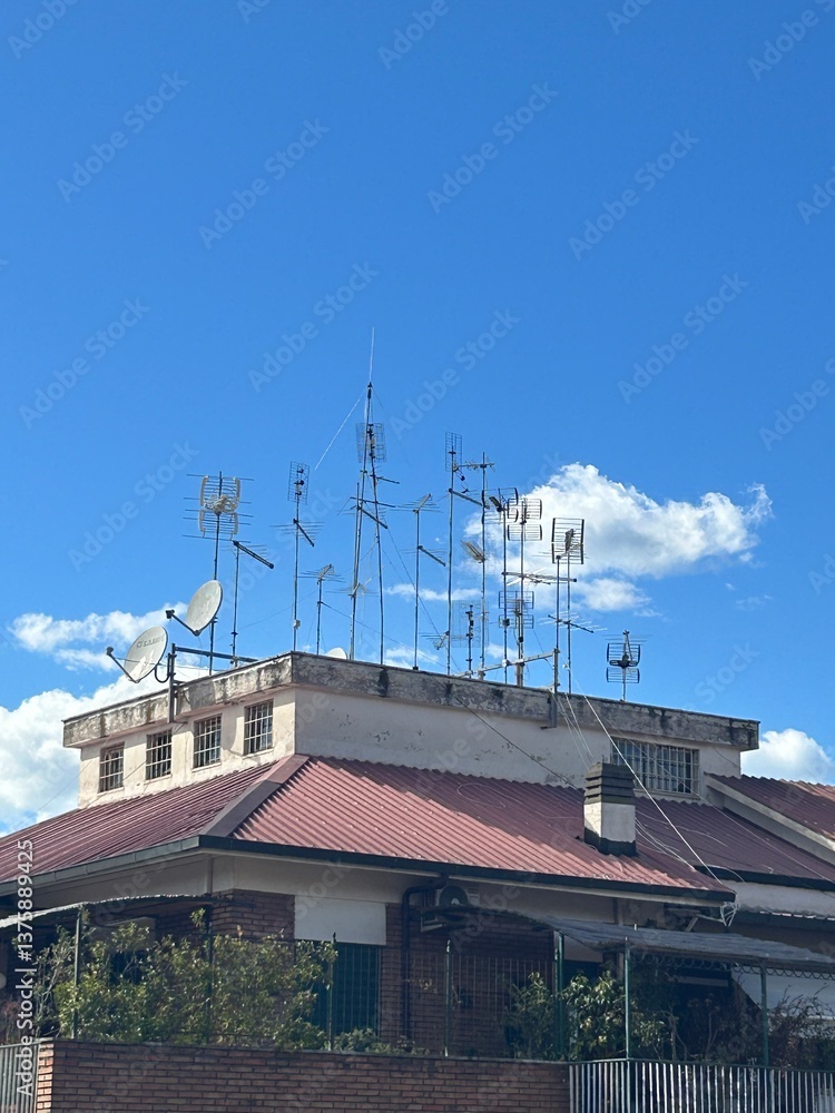 Fototapeta premium satellite dish on the roof