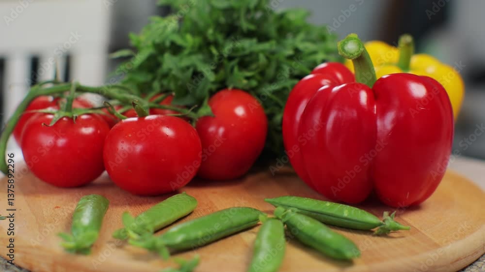 Close up view of fresh vegetables and seasoning on the kitchen table. Healthy food concept. Organic nutrition ingredients in the kitchen. Close up view of fresh vegetables and seasoning on the kitchen table. Healthy food concept. Organic nutrition ingredients in the kitchen.