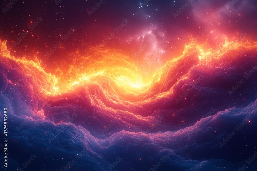 Fototapeta premium Fiery cosmic clouds swirling in space
