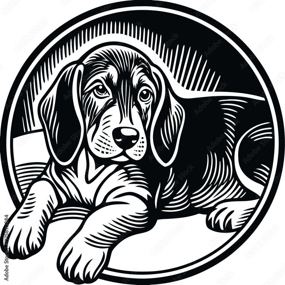 Fototapeta premium a-dog-silhouette-with-floppy-ears--relaxed-pose- (1).eps