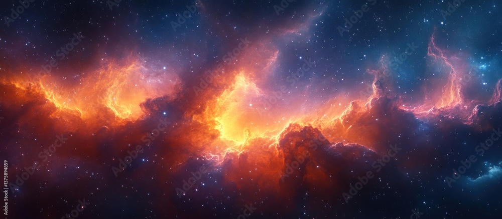 Fototapeta premium Fiery Nebulae in Deep Space