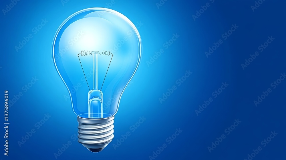 Illuminated Light Bulb Idea Concept Blue Background Electric Energy Innovation Illuminated Light Bulb Idea Concept Blue Background Electric Energy Innovation