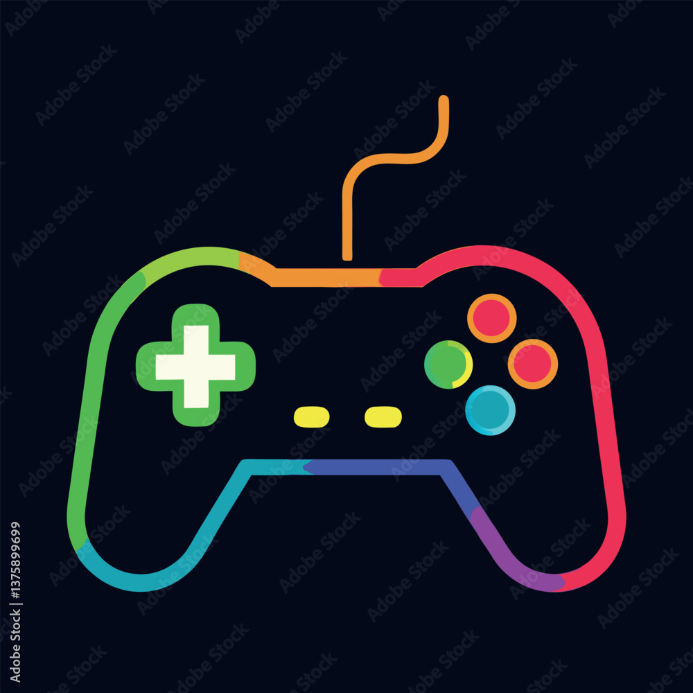 A classic game controller silhouette with a glowing. A classic game controller silhouette with a glowing.