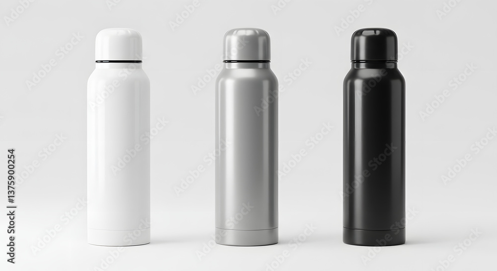 Sleek Insulated Water Bottles White, Silver, and Black Designs Sleek Insulated Water Bottles White, Silver, and Black Designs