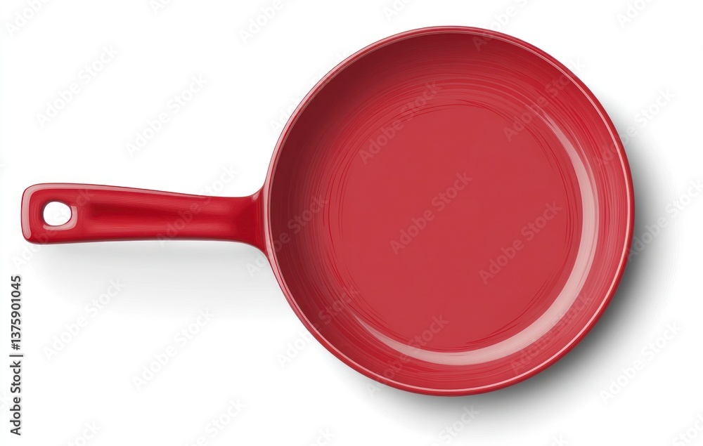 Red Frying Pan Isolated on White Background Cookware Product Shot Red Frying Pan Isolated on White Background Cookware Product Shot