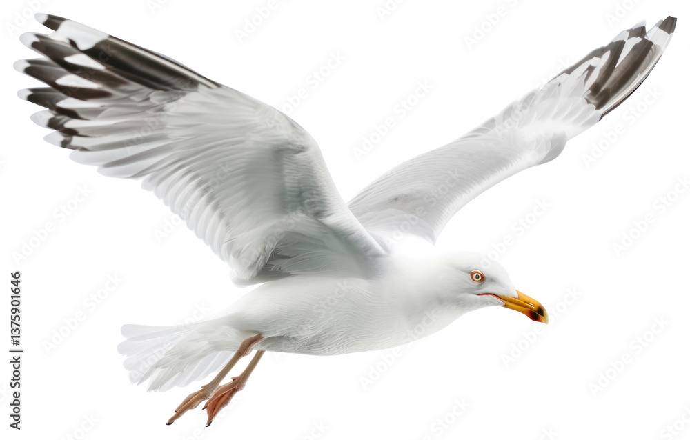 Obraz premium PNG Graceful seagull in flight motion