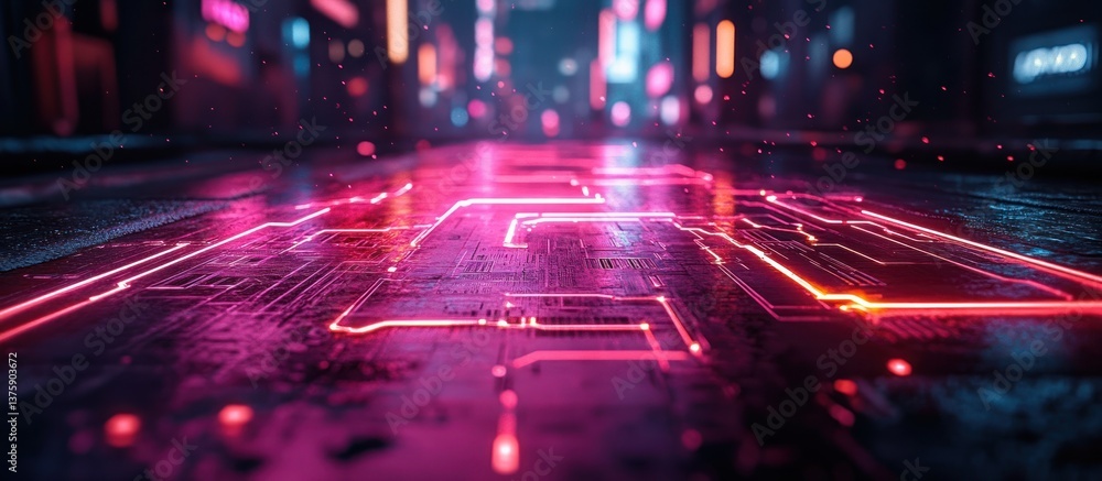 Neon Circuit Cityscape Pathway Neon Circuit Cityscape Pathway