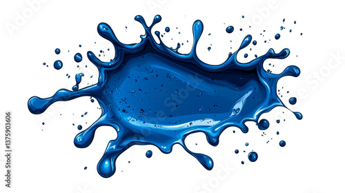 Splash of Blue Paint, Artistic Liquid Burst, Cut Out Transparent