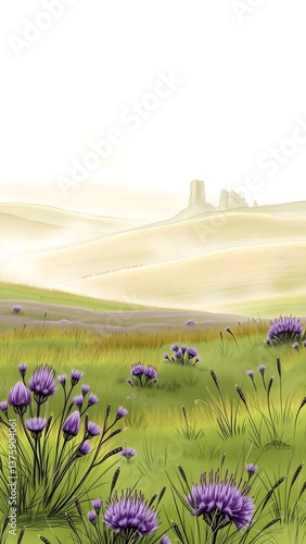 Tranquil Purple Wildflower Landscape