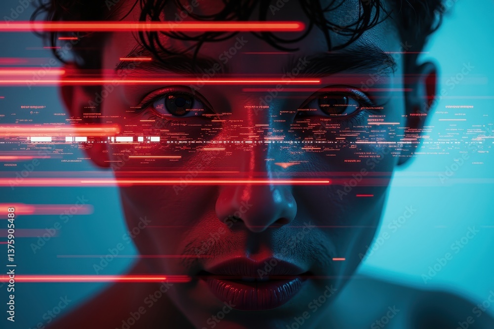 Digital innovation meets human expression in futuristic portrait