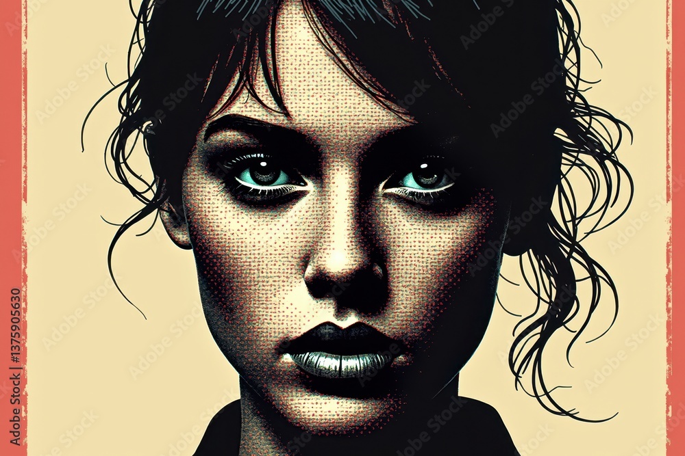 Pop art portrait of woman with retro look