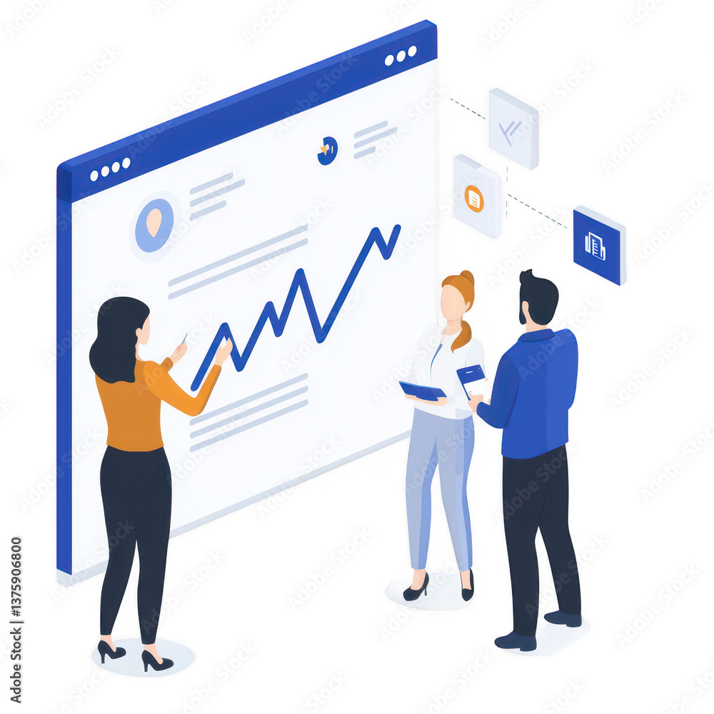 Team of professionals analyzing data on a large digital screen, discussing strategies and insights for better performance and growth. Team of professionals analyzing data on a large digital screen, discussing strategies and insights for better performance and growth.