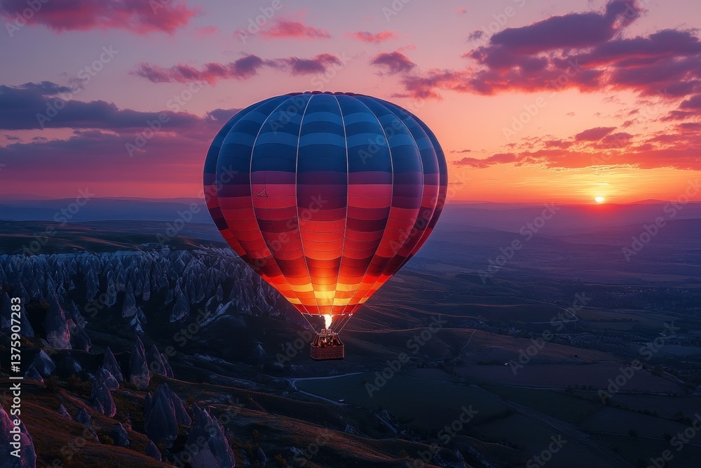 Obraz premium Hot air balloon over Cappadocia at sunrise