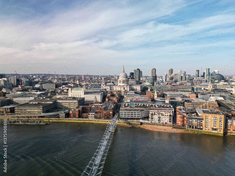 Fototapeta premium St Paul's aerial view drone shot London UK