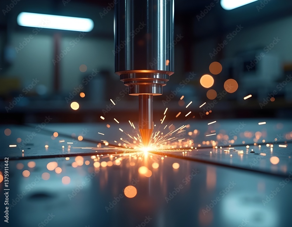 CNC Laser Cutting of Metal with Advanced Laser Optics and CNC Technology for Industrial Manufacturing