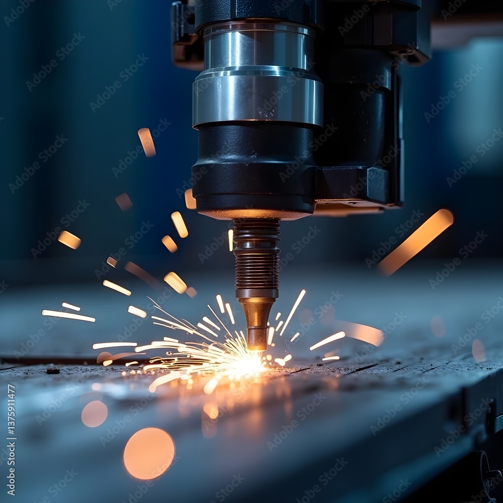 CNC Laser Cutting of Metal with Advanced Laser Optics and CNC Technology for Industrial Manufacturing
