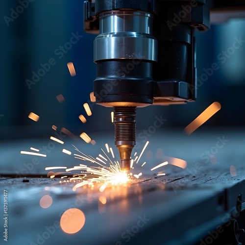 Obraz na płótnie CNC Laser Cutting of Metal with Advanced Laser Optics and CNC Technology for Industrial Manufacturing
w salonie
