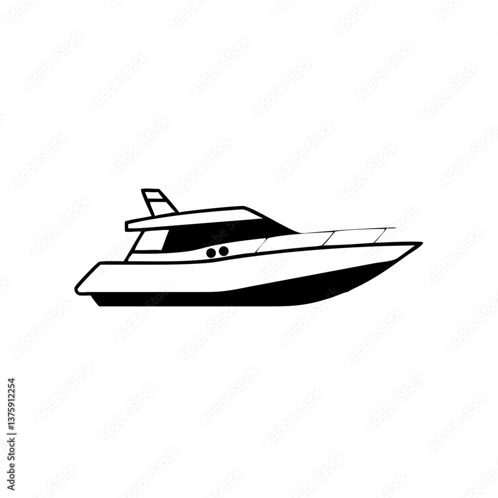 Motor yacht side view outline icon Motor yacht side view outline icon