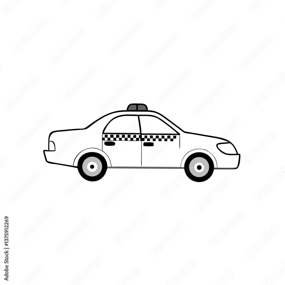 Fototapeta premium Taxi side view with checker stripe icon
