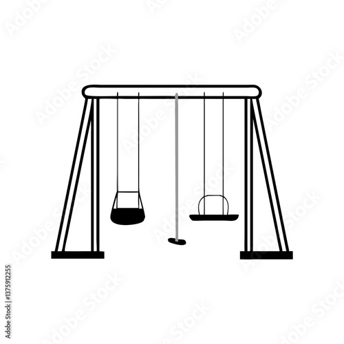 Playground swings in outline icon