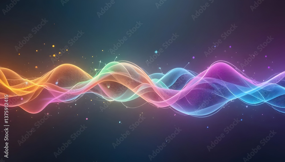 Fototapeta premium Futuristic Neon Sound Waves on Dark Background