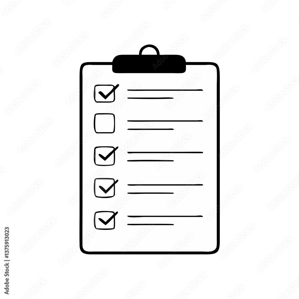 Checklist on clipboard icon in simple black style Checklist on clipboard icon in simple black style
