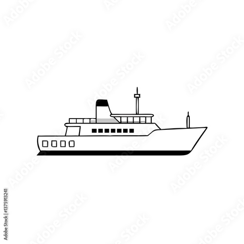 Ferry boat icon in black vector