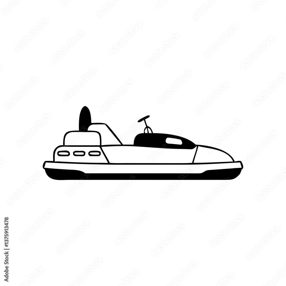 Naklejka premium Speedboat icon in black outline with minimal style