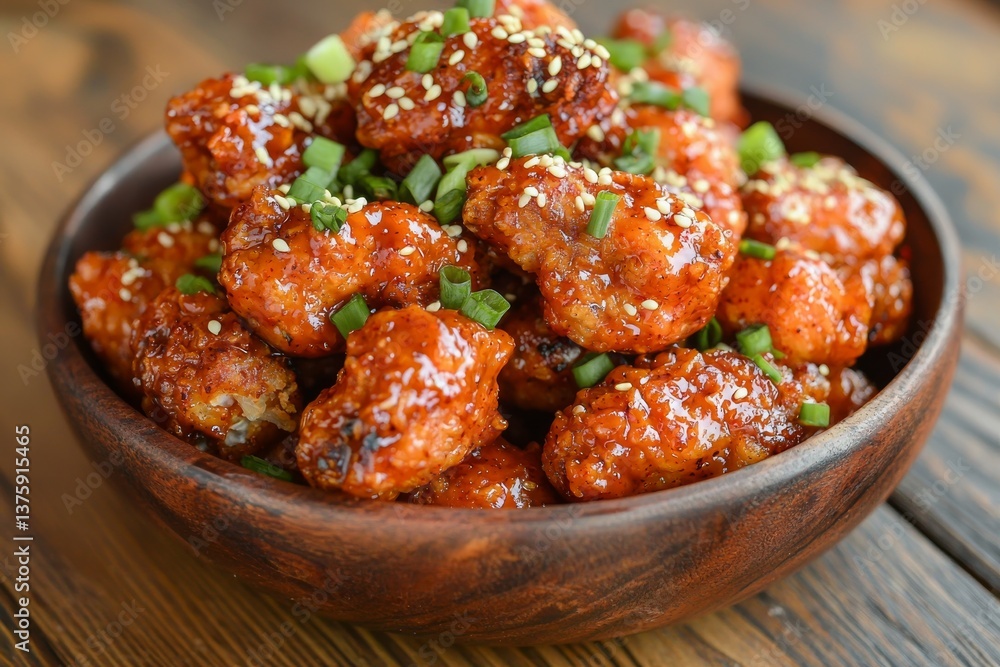 Deliciously Spicy Chicken Wings Garnished with Green Onions and Sesame Seeds Deliciously Spicy Chicken Wings Garnished with Green Onions and Sesame Seeds