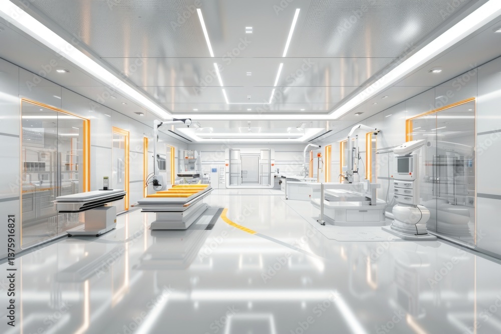 Fototapeta premium interior of a modern factory with robotic arms