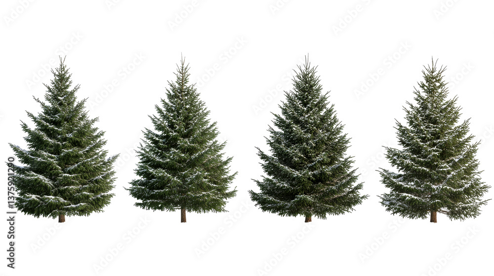 Evergreen trees covered in snow, isolated, cut out transparent Evergreen trees covered in snow, isolated, cut out transparent