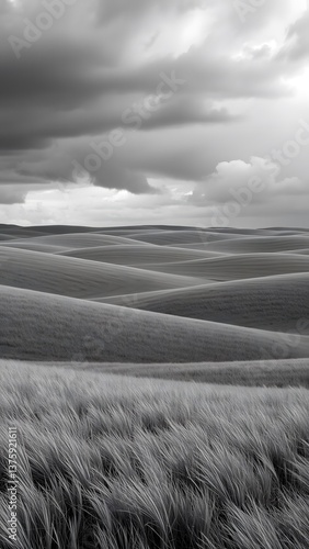 Tranquil Landscape in Black and White