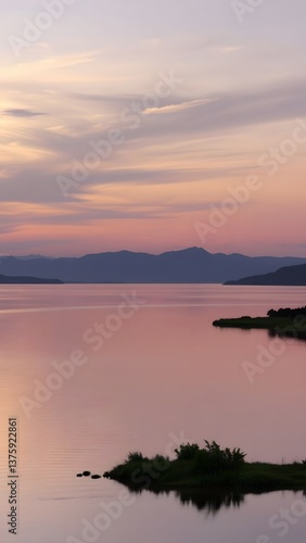 Tranquil Lake at Dusk with Pastel Reflections