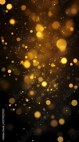 Sparkling Golden Bokeh Lights Abstract on Dark Background for Festive Use