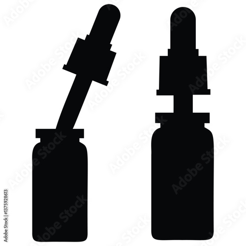 Dropper bottle vector icon. Silhouette Medical drop bottle vector icon. Health care, medicine, dropper sign. Vector illustration.
