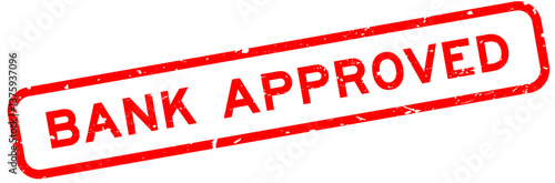Grunge red bank approved word square rubber seal stamp on white background