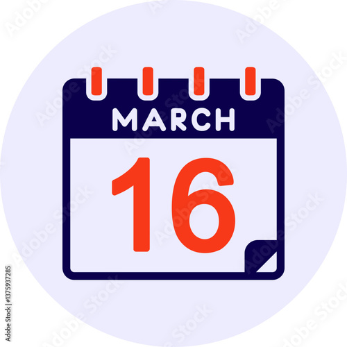 16 March Vector Icon Design