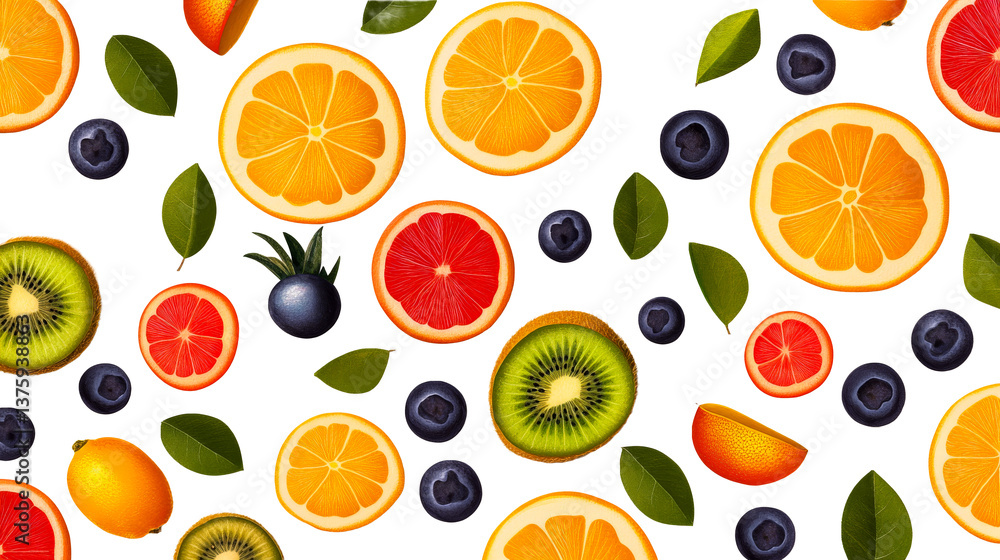 Citrus fruits and berries assortment on black background, cut out transparent Citrus fruits and berries assortment on black background, cut out transparent