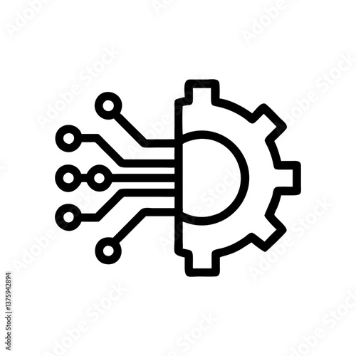 
Technology Settings Gear Circuit Vector Icon Line Art